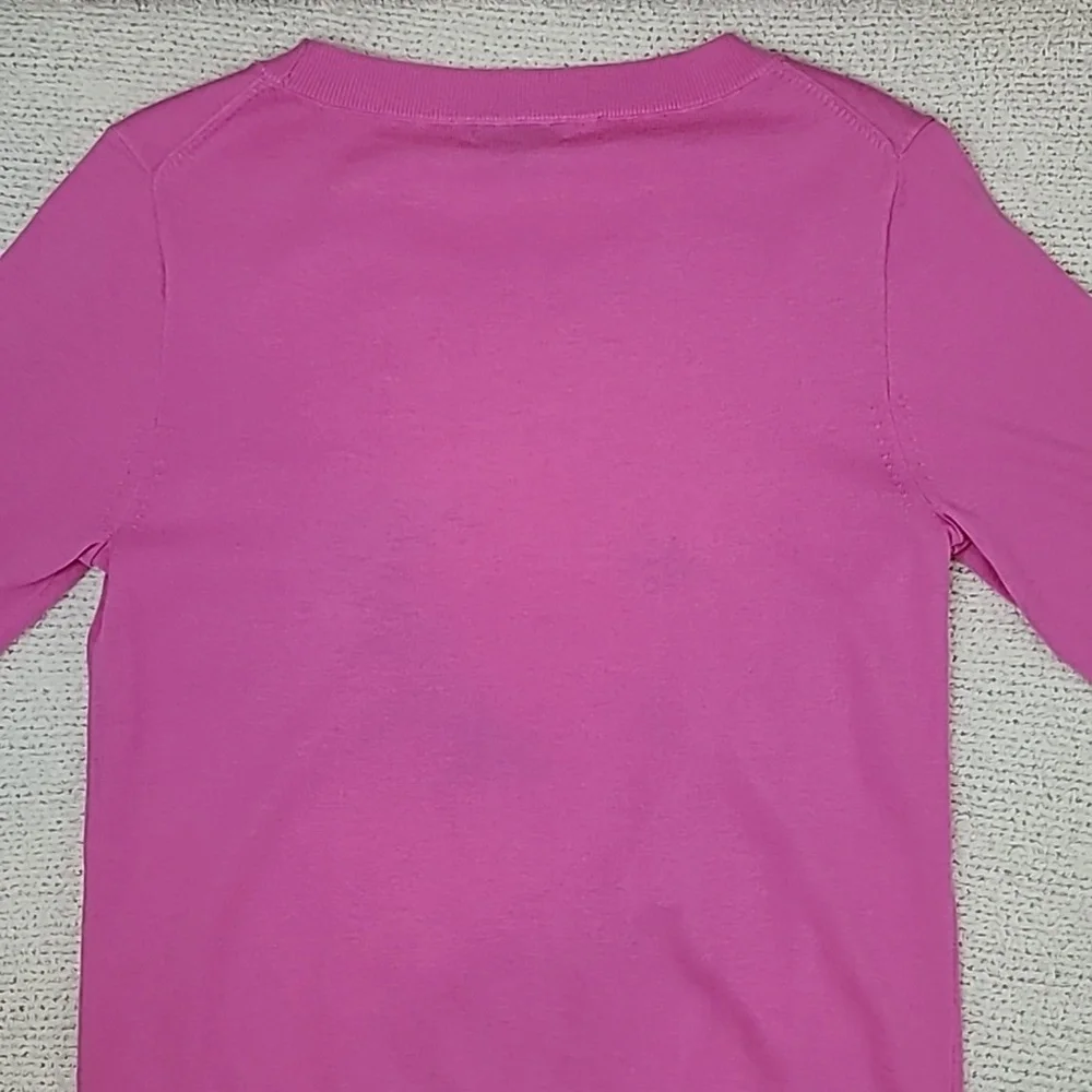 J Crew Merino Wool Blend Embroidered Floral Short-Sleeve Tippi Sweater in Pink